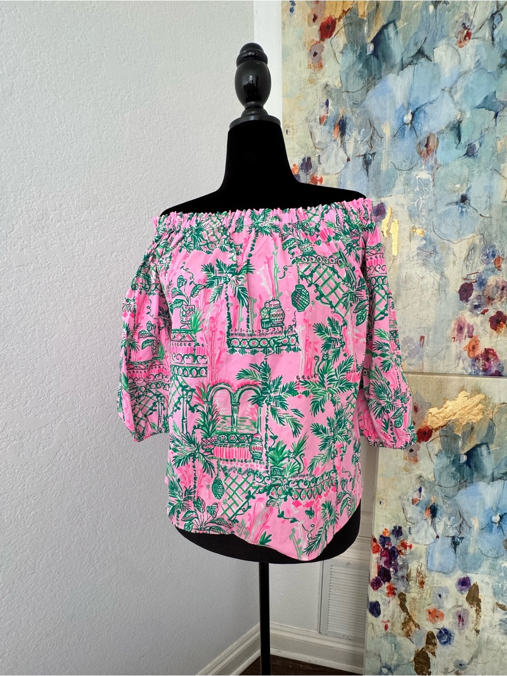 NWT Lilly Pulitzer Sz M Winifred Off-Shoulder Mandevilla Baby Always Worth It